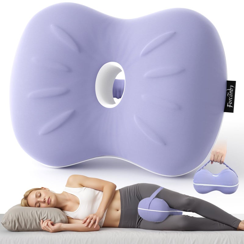 Forcanby Knee Pillow for Side Sleepers - Smooth Spine Alignment Pillow, Memory Foam Knee Pillows for Back Hip Pain, Spine Aligning, Sciatica, Surgery Recovery, Pregnancy - Image 1