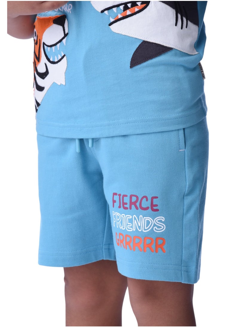 victor and jane - Kids Boys Sets Comfortable 2-Piece T-Shirt & Shorts Set (2-8 Years) - Blue - Image 1