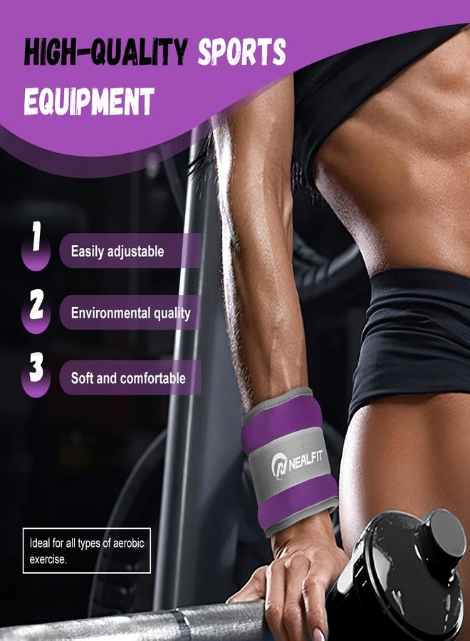 NEALFIT Ankle Weights for Men Women Kids, Leg Arm Wrist Weights with Adjustable Strap for Running, Gymnastics, Aerobics,Gym, Fitness (Purple, 2 lbs x 2) - Image 4