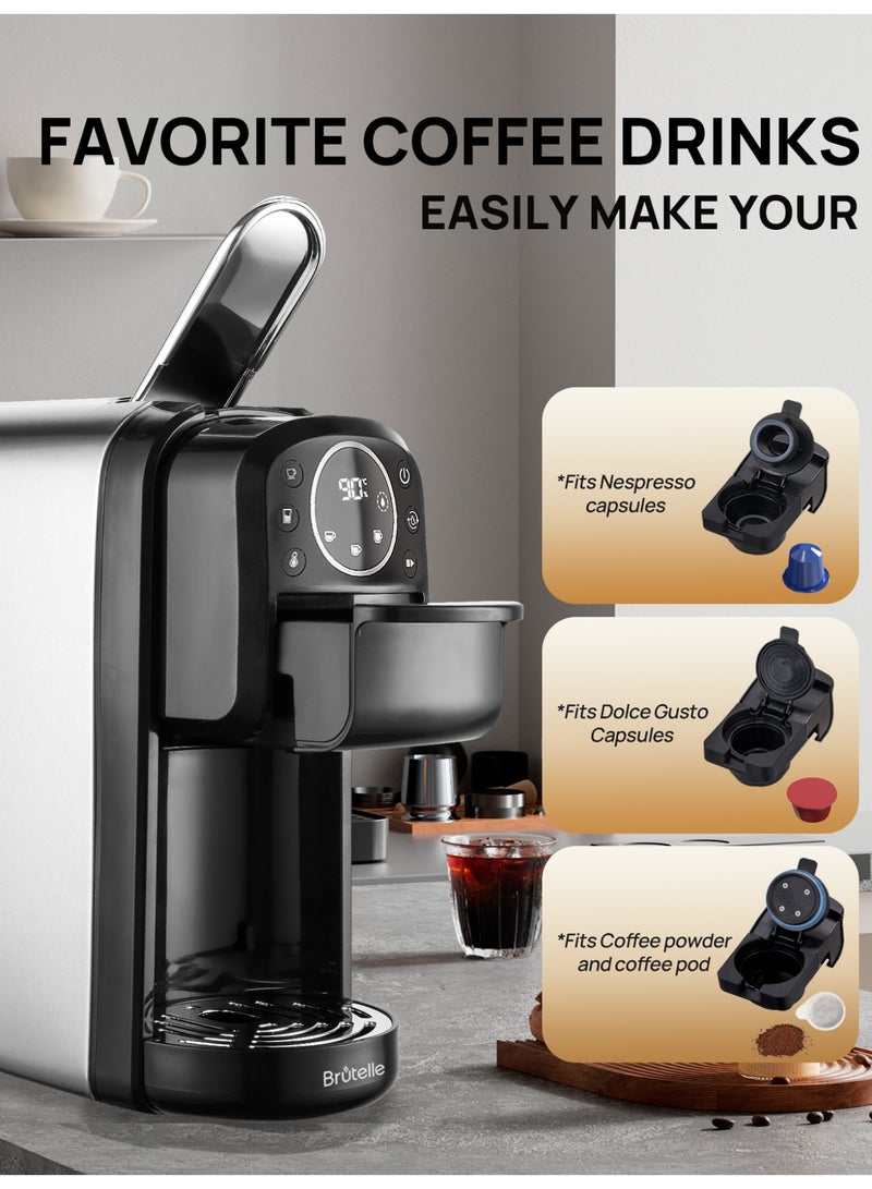 بريتيل آلة صنع قهوة الإسبريسو، كبسولات، ضغط ٢٠ بار، كابتشينو، لاتيه، أمريكانو، مناسبة للمنازل والمكاتب والفنادق. - Image 4