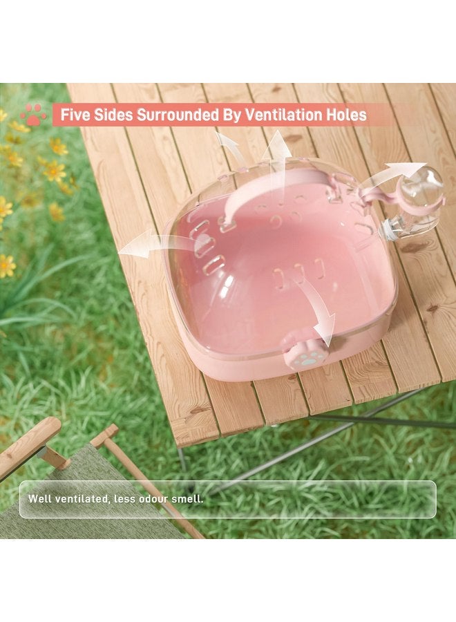 BUCATSTATE Small Animal Carrier Cage with Water Bottle, Portable Hamster Travel Carrier Carry Case 7.24" L*6.69 W *6.42" H for Small Pets, Gerbils, Mice, Dwarf Hamster (Pink) - Image 3