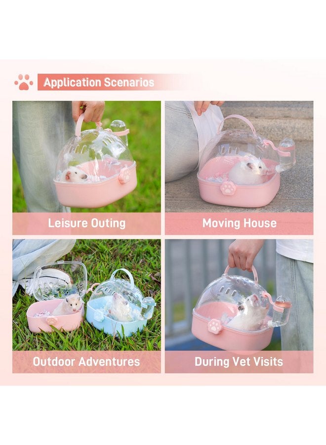 BUCATSTATE Small Animal Carrier Cage with Water Bottle, Portable Hamster Travel Carrier Carry Case 7.24" L*6.69 W *6.42" H for Small Pets, Gerbils, Mice, Dwarf Hamster (Pink) - Image 5