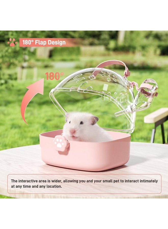 BUCATSTATE Small Animal Carrier Cage with Water Bottle, Portable Hamster Travel Carrier Carry Case 7.24" L*6.69 W *6.42" H for Small Pets, Gerbils, Mice, Dwarf Hamster (Pink) - Image 4