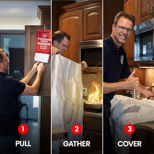 Prepared Hero Emergency Fire Blanket - 8 Pack - Fire Suppression for Kitchen, 39” x 39” Fiberglass Fire Blanket for Home - Image 5