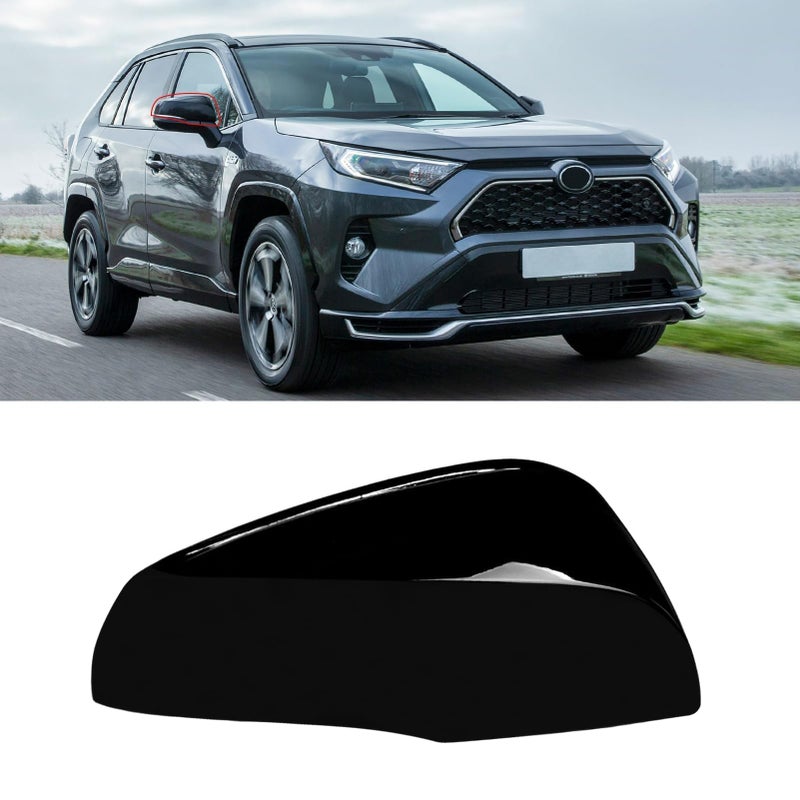 Moonlinks Compatible with Toyota RAV4 2019 2020 2021 2022 2023 2024 Right Side Mirror Cover Replacement Glossy Black Right Passenger Side Door Rearview Mirror CapTrim for RAV4 RH