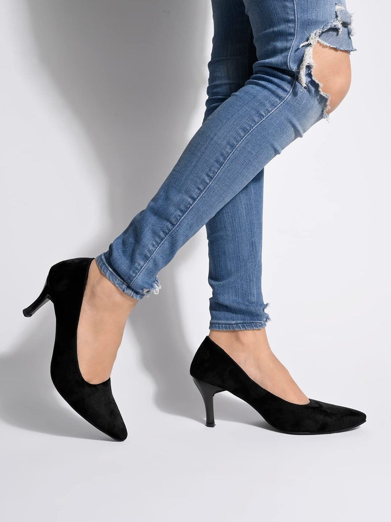Shoetopia Women's Block Heel Pumps Black,6 UK - Image 3