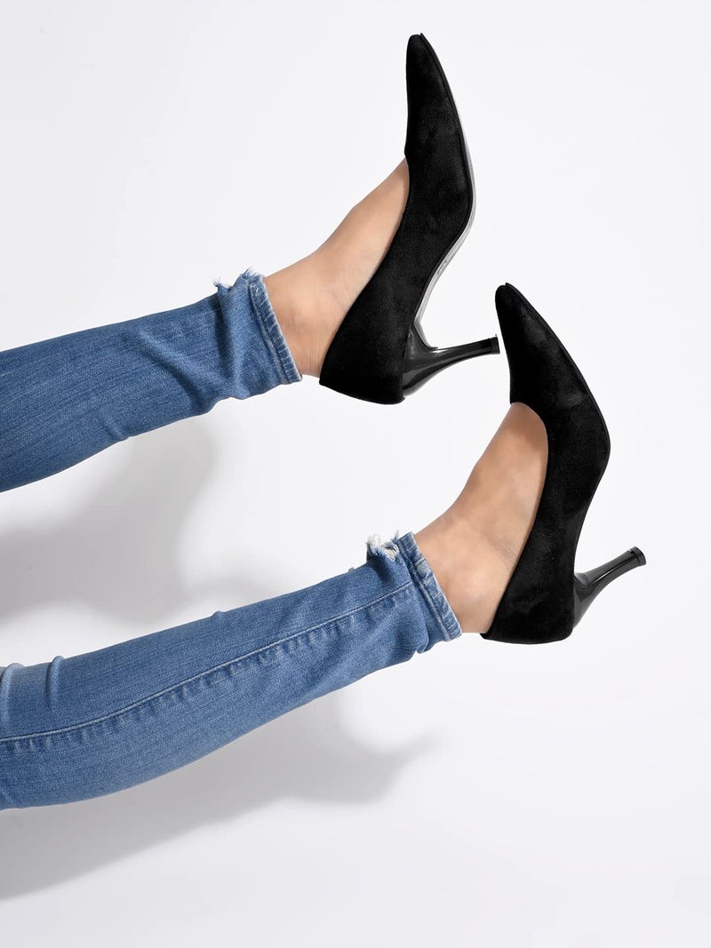 Shoetopia Women's Block Heel Pumps Black,6 UK - Image 4