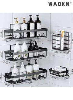WAOKN 5-Pack Bathroom organizer bathroom shelf, No Drilling Rustproof Self-Adhesive Shower Shelves for Bathroom Storage, Toilet Bathroom Storage Rack Soap Kitchen Storage Rack Black  - Image 5