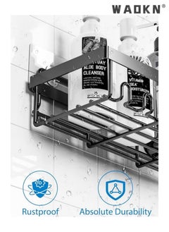 WAOKN 5-Pack Bathroom organizer bathroom shelf, No Drilling Rustproof Self-Adhesive Shower Shelves for Bathroom Storage, Toilet Bathroom Storage Rack Soap Kitchen Storage Rack Black  - Image 2