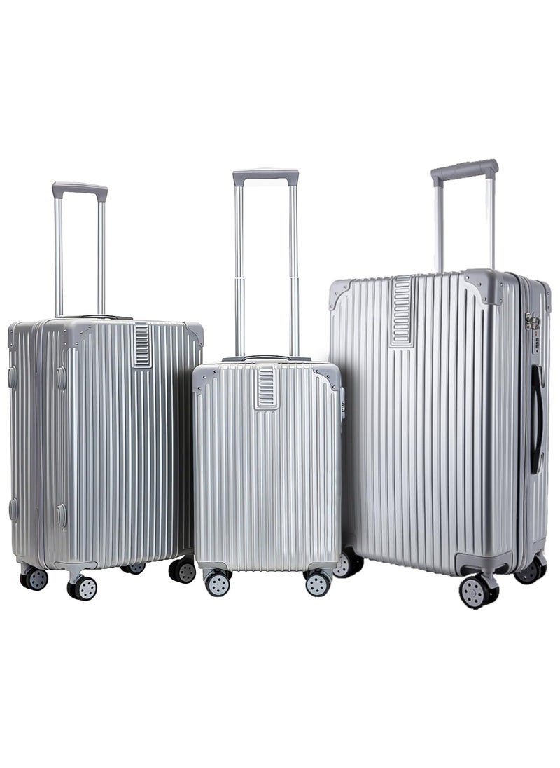 Jorunb - Luggage Set of 3 Hardside Carry on Suitcase Sets with Spinner Wheels & TSA lock, Portable Lightweight ABS Luggages for Travel, Business - Silver(20/24/28) - Image 1