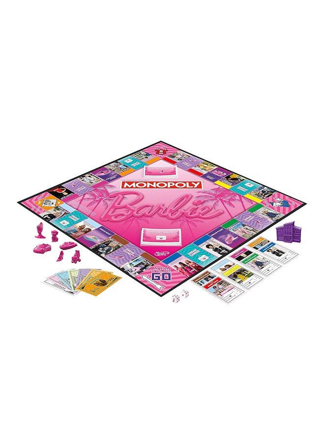Monopoly - لعبة مونوبيلي باربي – امتلك عالم أحلامك، وابنِ إمبراطورية باربي الخاصة بك، وحقق أهداف الموضة والمهنة – لعبة عائلية ممتعة للأطفال والبالغين مع 6 رموز باربي زنك وردية، للأعمار 8 سنوات فما فوق - Image 1