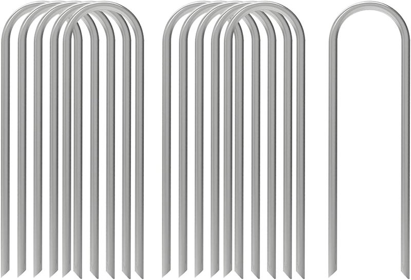 AAGUT 100x Metal Garden Stakes Tent Drip Line Irrigation Stakes,12 Inch Round Top Yard Chicken Wire Staples,Soaker Hose Tubing Spikes Landscape Fabric Staples, Sod Fence Lawn Ground Weed Barrier Pins - Image 1