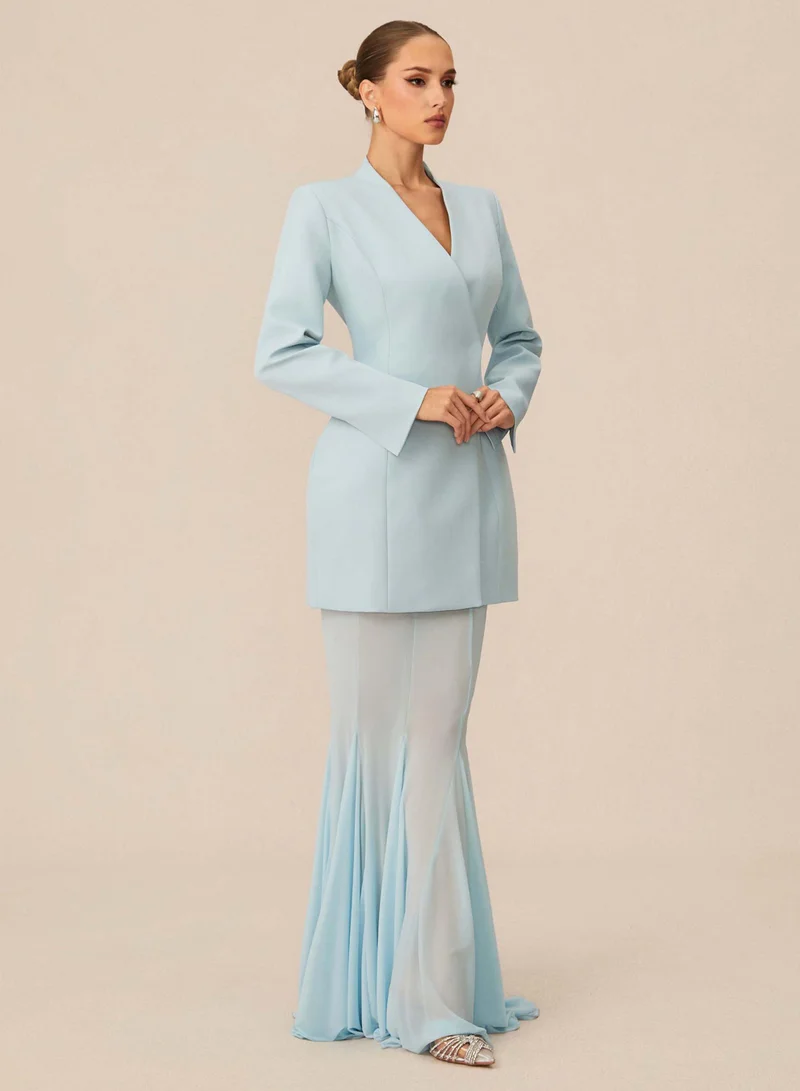 Sunfere Myra Asymmetric Tailored Blazer & Sheer Mesh Skirt Set