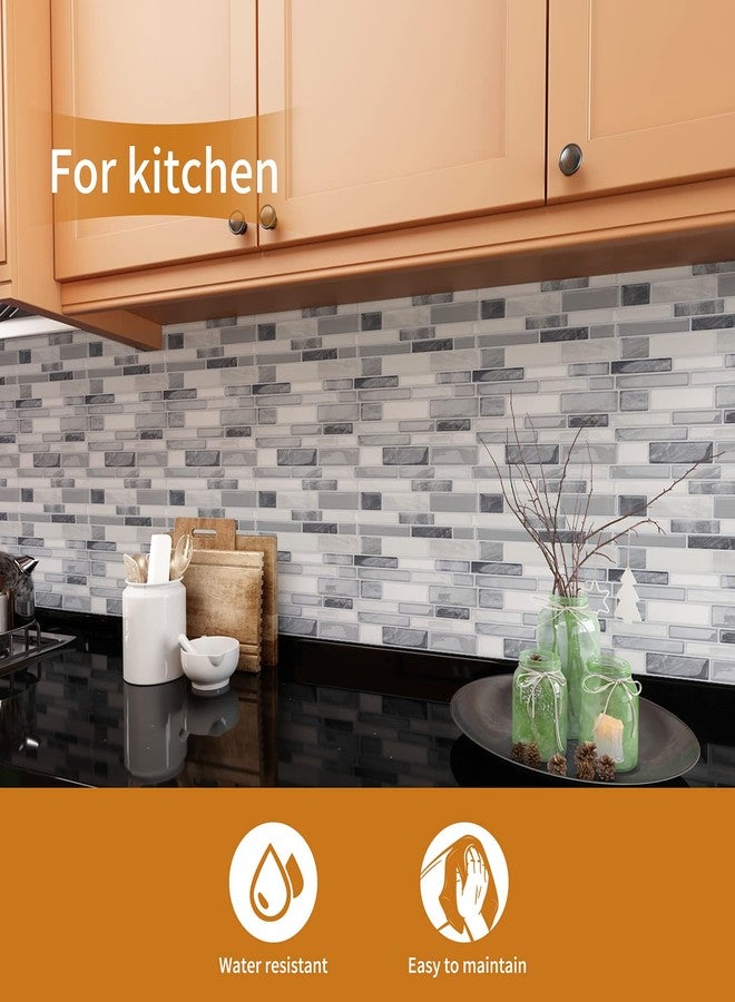 WOWSTAR 10-Sheet Peel and Stick Backsplash Tile for Kitchen Wall, Back Splash Stick On Tiles for Kitchen (12"x 12", Gray) - Image 2