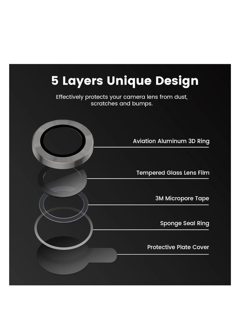 هيكسابيكس واقيات عدسة الكاميرا لجهاز ايفون 15 برو ماكس من التيتانيوم الطبيعي - Image 4