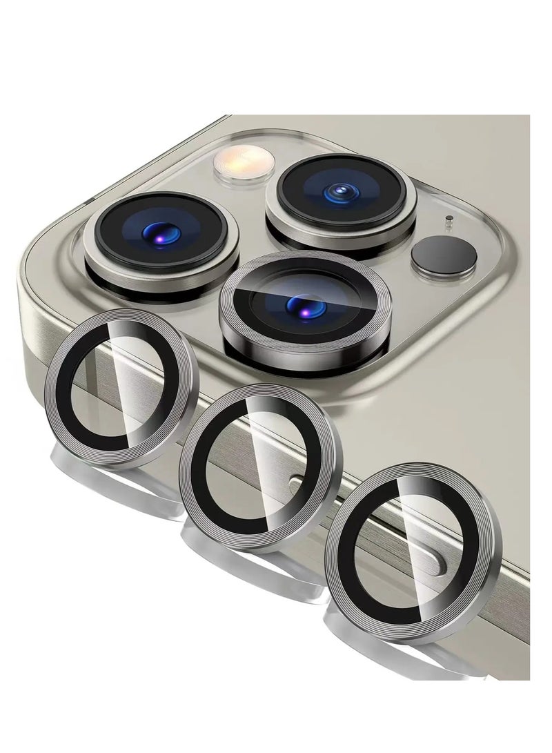 هيكسابيكس واقيات عدسة الكاميرا لجهاز ايفون 15 برو ماكس من التيتانيوم الطبيعي - Image 1
