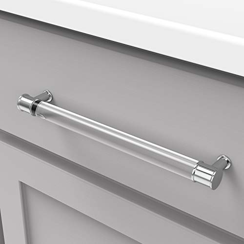 Hickory Hardware 1 Pack Solid Core Kitchen Cabinet Pulls, Luxury Cabinet Handles, Hardware for Doors & Dresser Drawers, 8-13/16 Inch (224mm) Hole Center, Crysacrylic with Chrome, Midway Collection - Image 3