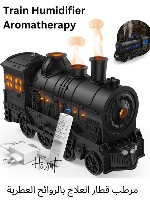 Humidifier Aromatherapy Diffuser 300ml Retro Train Essential Oil Diffuser Ultrasonic Cool Mist Train Humidifier with Remote Control 2 Light 2 Mist Mode Auto Shut-Off For Large Room, Bedroom, Office
