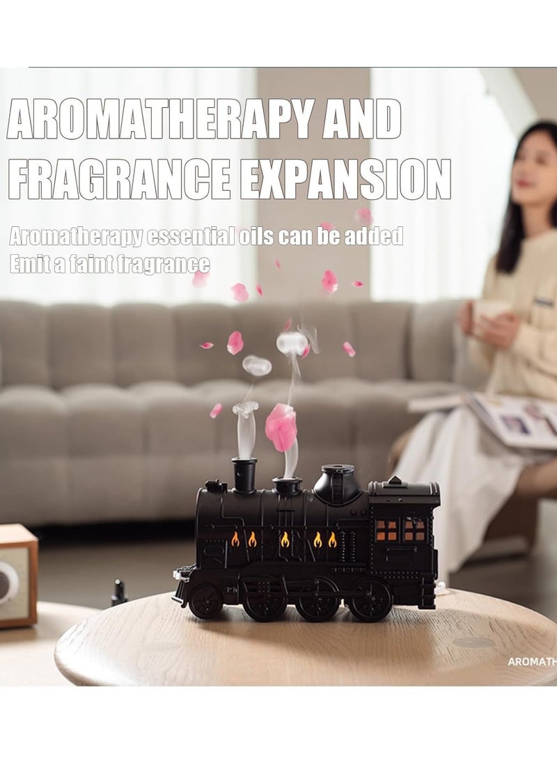 Houmt - Humidifier Aromatherapy Diffuser 300ml Retro Train Essential Oil Diffuser Ultrasonic Cool Mist Train Humidifier with Remote Control 2 Light 2 Mist Mode Auto Shut-Off For Large Room, Bedroom, Office - Image 1