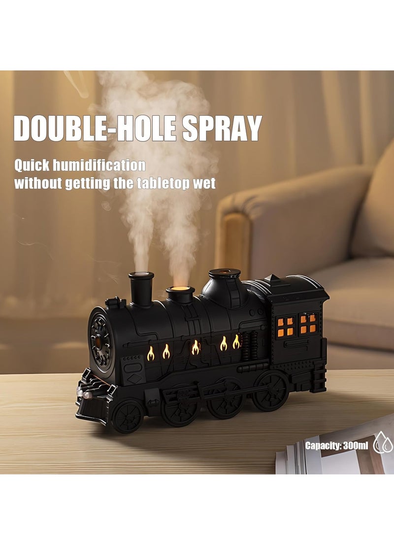 Houmt - Humidifier Aromatherapy Diffuser 300ml Retro Train Essential Oil Diffuser Ultrasonic Cool Mist Train Humidifier with Remote Control 2 Light 2 Mist Mode Auto Shut-Off For Large Room, Bedroom, Office - Image 1