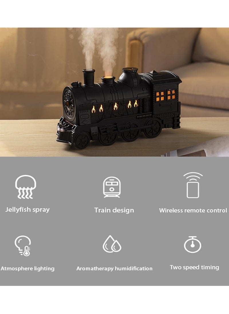 Houmt - Humidifier Aromatherapy Diffuser 300ml Retro Train Essential Oil Diffuser Ultrasonic Cool Mist Train Humidifier with Remote Control 2 Light 2 Mist Mode Auto Shut-Off For Large Room, Bedroom, Office - Image 1