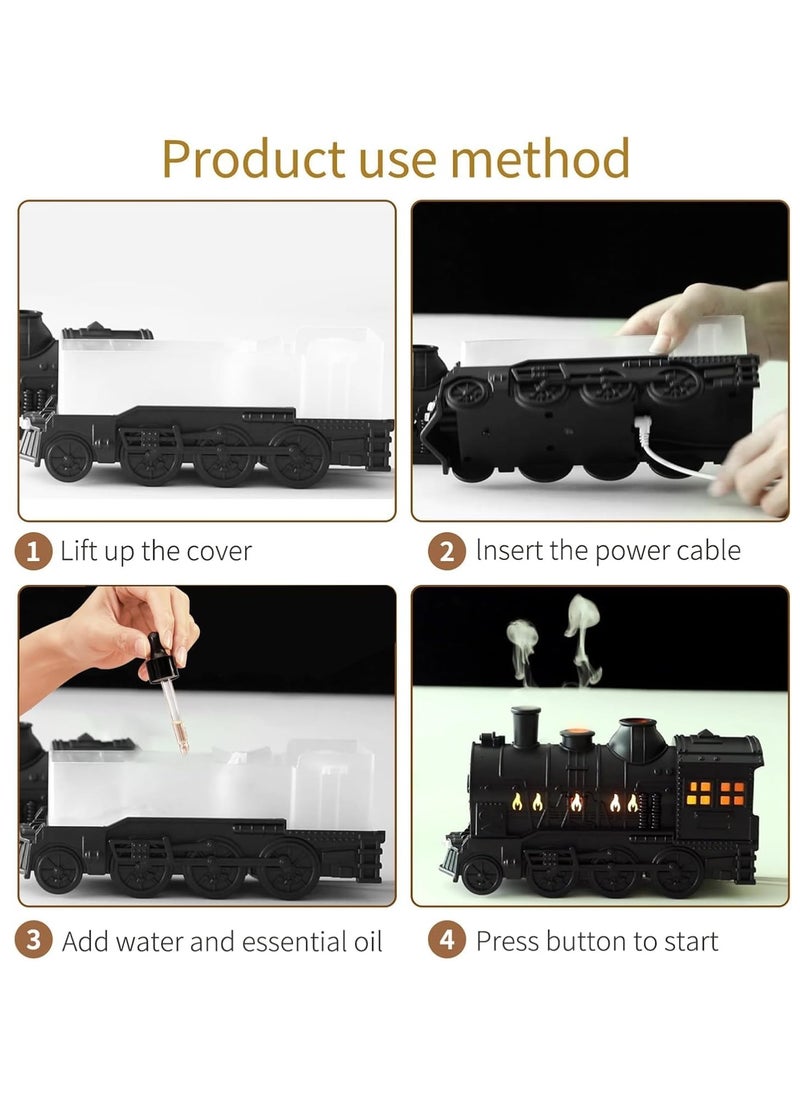 Houmt - Humidifier Aromatherapy Diffuser 300ml Retro Train Essential Oil Diffuser Ultrasonic Cool Mist Train Humidifier with Remote Control 2 Light 2 Mist Mode Auto Shut-Off For Large Room, Bedroom, Office - Image 1