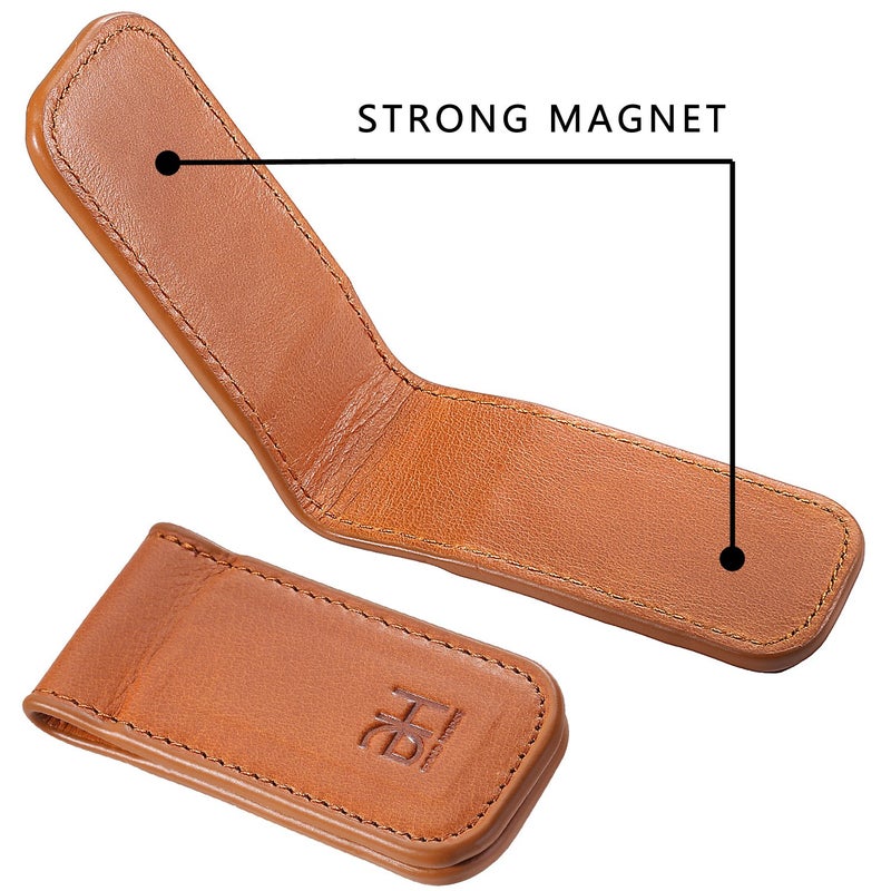 GH GOLD HORSE Slim Magnetic Money Clip Leather Minimalist Business Card Holder for Men, Brown - Image 5