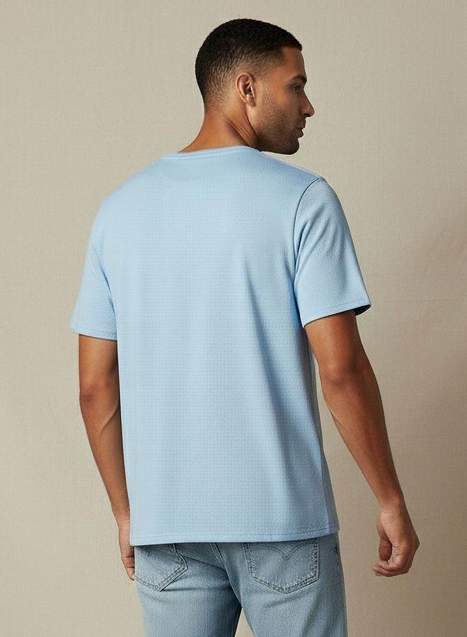 Iconic Men Slim Fit Round Neck Short Sleeve Popcorn Textured T-shirt - Image 3