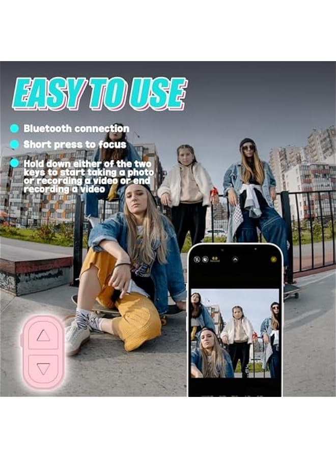 ANKOVO Tiktok Trending Bluetooth Smart Scrolling Ring Kindle App Remote Page Turner with Phone Holder Wireless Camera Shutter Selfie Button - Compatible with iPhone Ipad Android (Light Pink) - Image 4