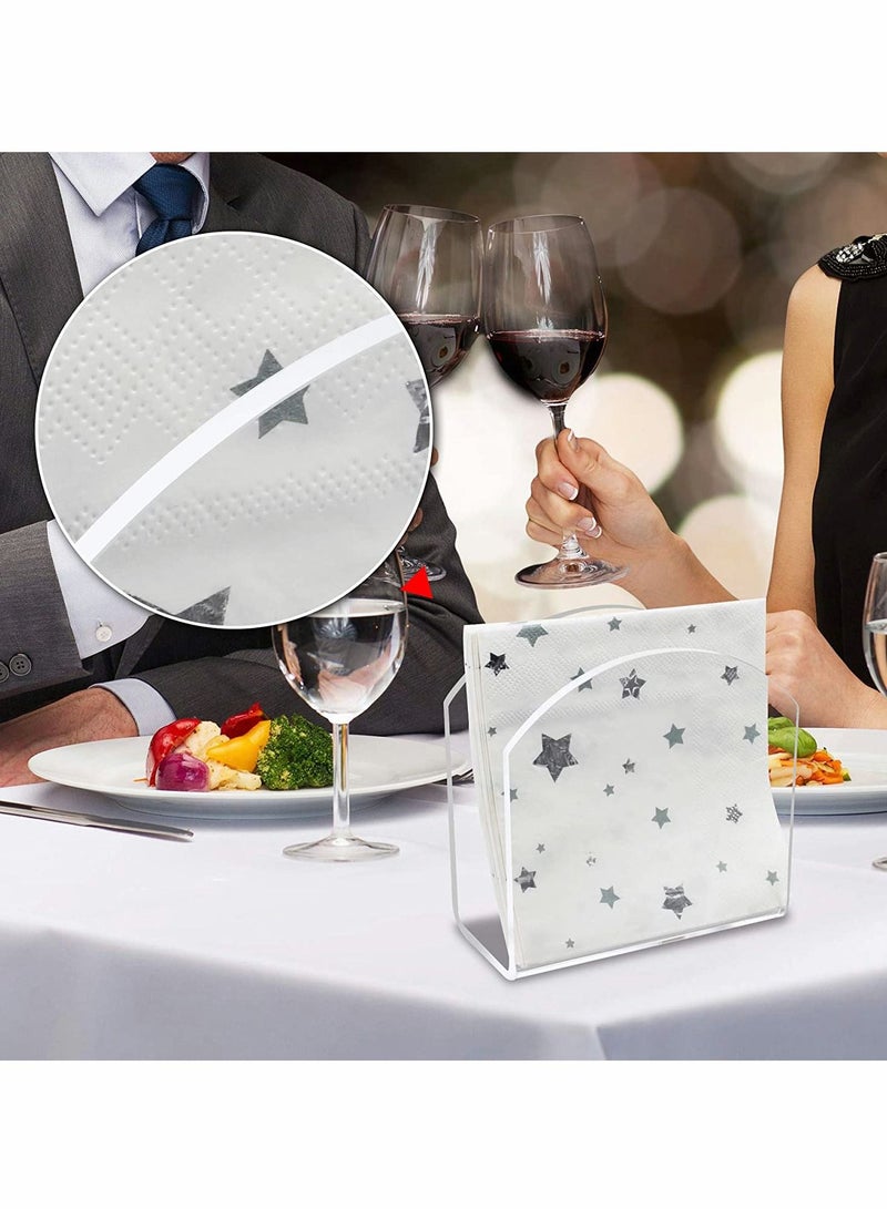 كاست ويف حامل مناديل أكريليك شفاف للطاولات حامل مناديل ورقية شفافة حامل منضدة قائم بذاته موزع مناديل لتناول العشاء والمطبخ والمطعم وإكسسوارات ديكور المنزل - Image 4