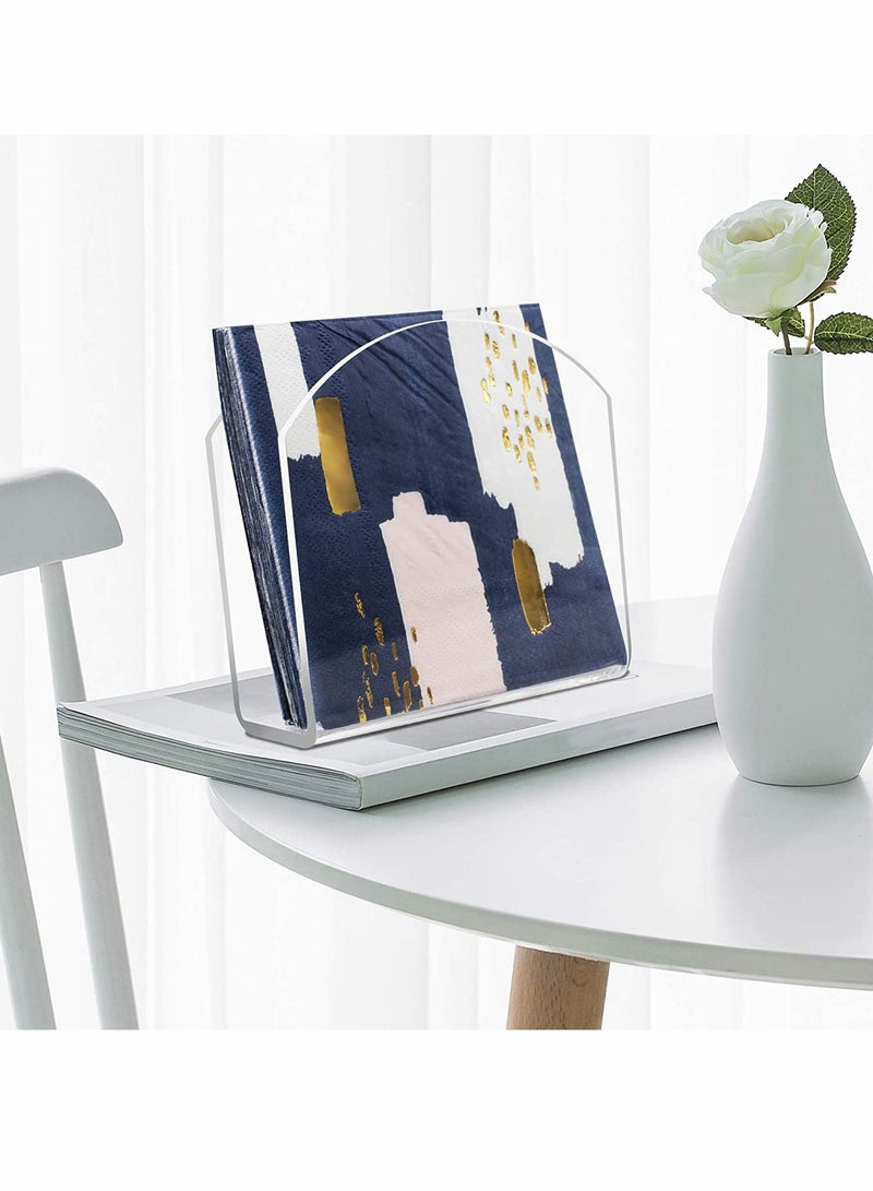 كاست ويف حامل مناديل أكريليك شفاف للطاولات حامل مناديل ورقية شفافة حامل منضدة قائم بذاته موزع مناديل لتناول العشاء والمطبخ والمطعم وإكسسوارات ديكور المنزل - Image 3