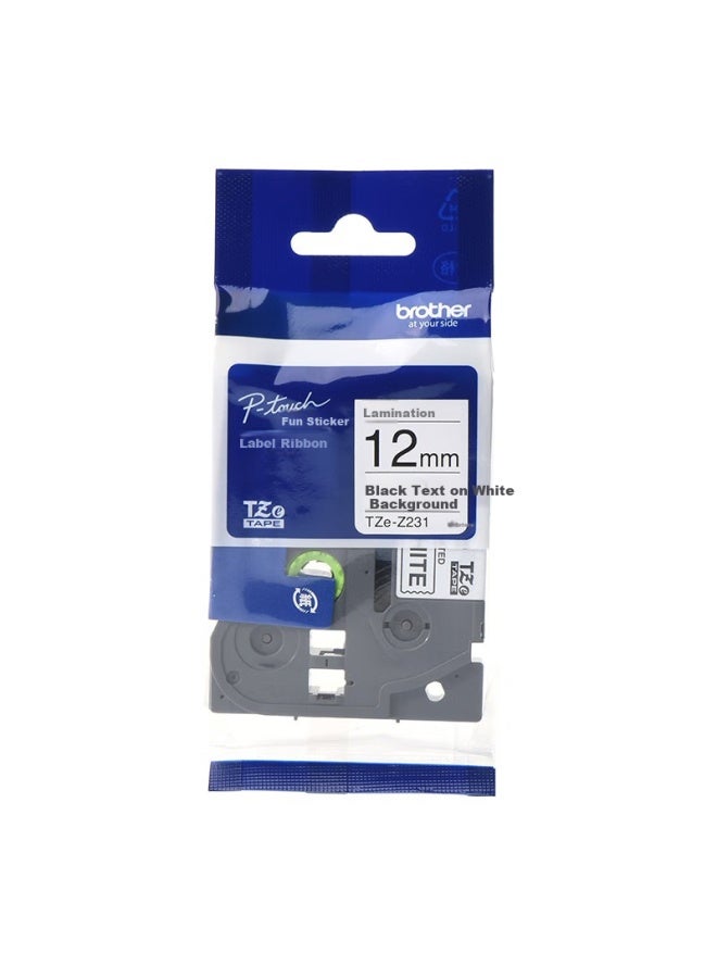 Tze-231 Label Maker Ribbon, 12mm White Background With Black Text (compatible With Pt-p950nw/900w/750w/710bt/700/d210/d450/d600)