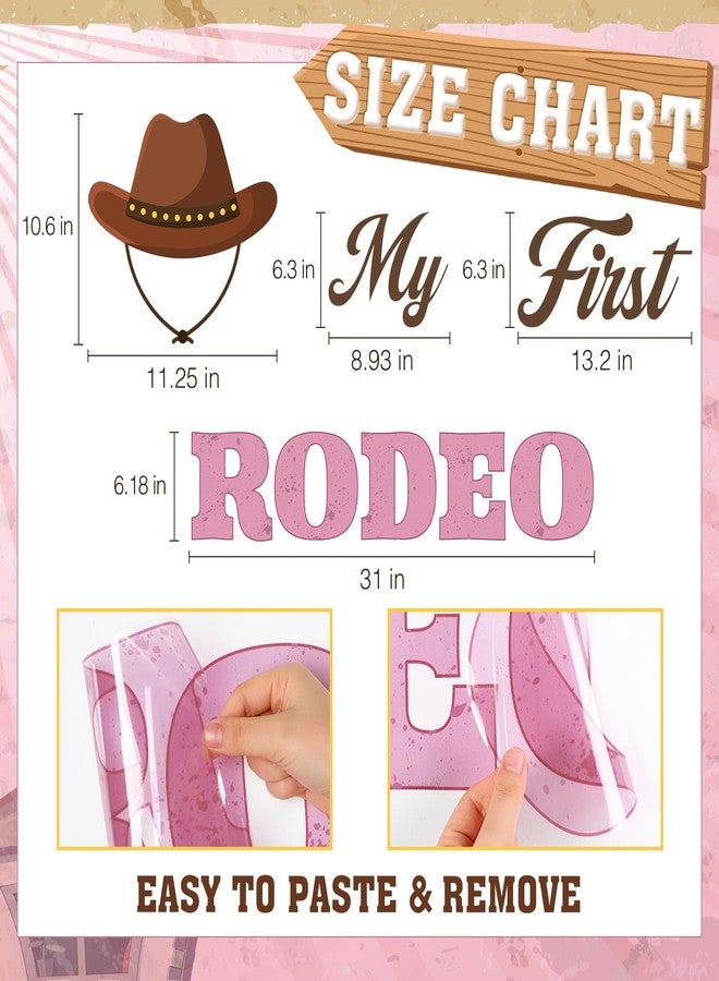 TaoBary My First Rodeo Decal Sign for Backdrop Cowboy Happy 1st Birthday Party Decorations One Birthday Sticker for Balloon Arch Decorations Party Sign Wall Decor(Girl) - Image 2