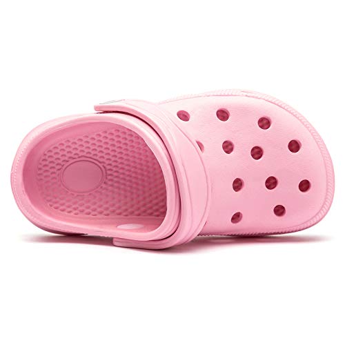 BODATU Kids Clogs Home Garden Slip On Water Shoes for Boys Girls Indoor Outdoor Beach Sandals Children Classic Slippers Pink, 4 Toddler - Image 5