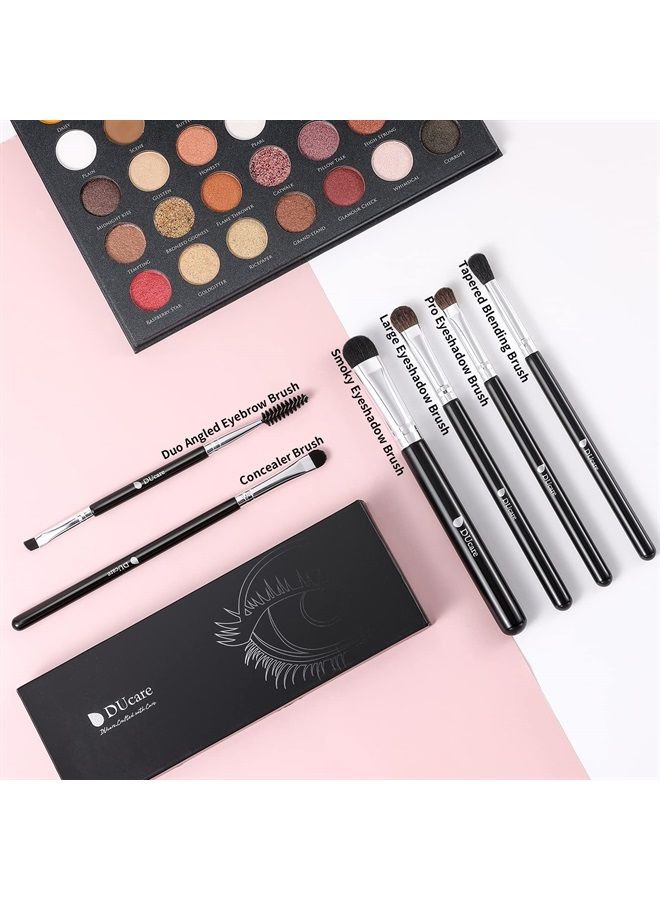 DUcare Eyeshadow Brush Set 6pcs Premium Eye Makeup Brushes Professional Eyeshadow Brushes with Double-Ended Angled Eyebrow Brush,Concealer, Blending, Eyeliner (Black) - Image 2