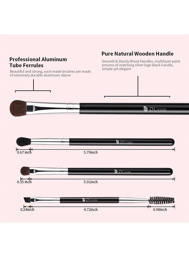 DUcare Eyeshadow Brush Set 6pcs Premium Eye Makeup Brushes Professional Eyeshadow Brushes with Double-Ended Angled Eyebrow Brush,Concealer, Blending, Eyeliner (Black) - Image 5