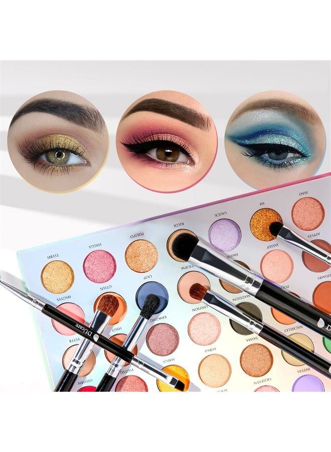 DUcare Eyeshadow Brush Set 6pcs Premium Eye Makeup Brushes Professional Eyeshadow Brushes with Double-Ended Angled Eyebrow Brush,Concealer, Blending, Eyeliner (Black) - Image 3