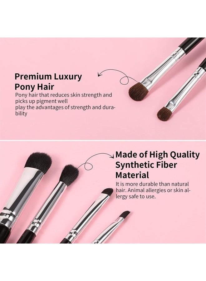 DUcare Eyeshadow Brush Set 6pcs Premium Eye Makeup Brushes Professional Eyeshadow Brushes with Double-Ended Angled Eyebrow Brush,Concealer, Blending, Eyeliner (Black) - Image 4