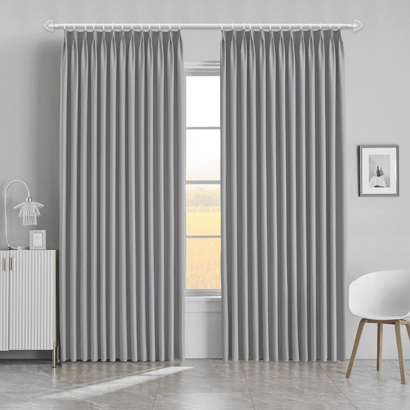 MAIHER Blackout Pinch Pleat Curtain Thermal Insulated Room Darkening Drape Polyester Window Treatment for Bedroom Patio Light Grey 72 Inch Wide by 84 Inch Long 1 Panel