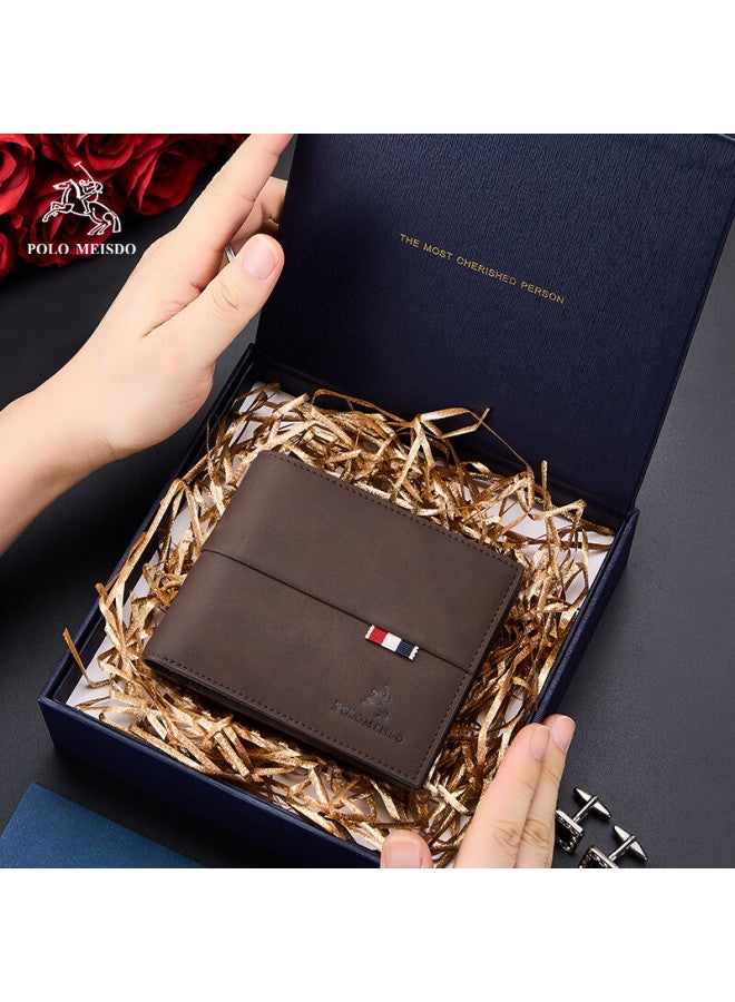 Polomeisdo Men's Wallet, Short Multi-card Slots Billfold Gift Box, Self-operated Birthday Gift For Boyfriend, Husband, Father, Practical Present - Image 1