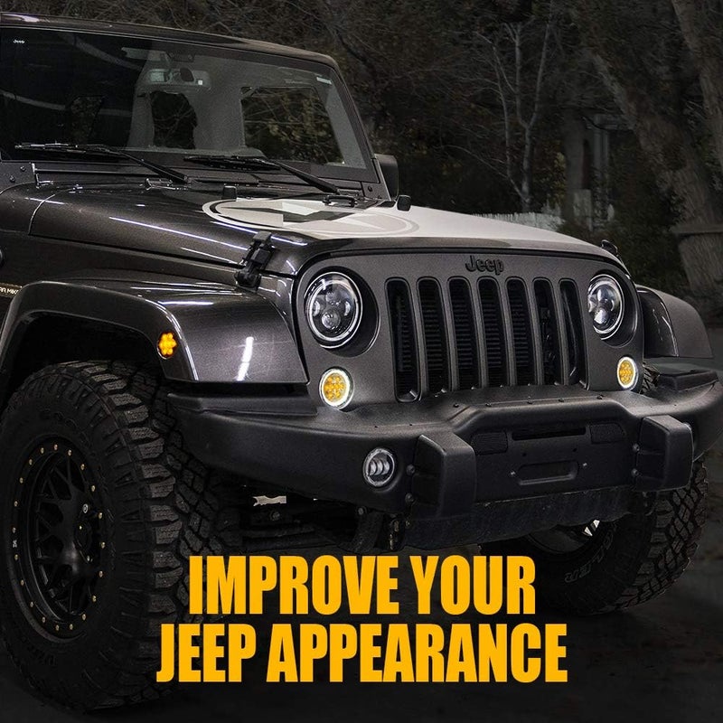 Xprite LED Turn Signal Lights w/White DRL Halo, Smoked Lens Fender Side Marker Lights Indicator Lamp Compatible with 2007-2018 Jeep Wrangler JK & Wrangler Unlimited - Image 5