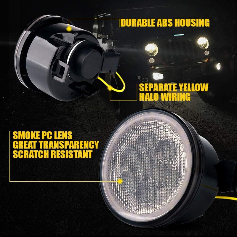 Xprite LED Turn Signal Lights w/White DRL Halo, Smoked Lens Fender Side Marker Lights Indicator Lamp Compatible with 2007-2018 Jeep Wrangler JK & Wrangler Unlimited - Image 3