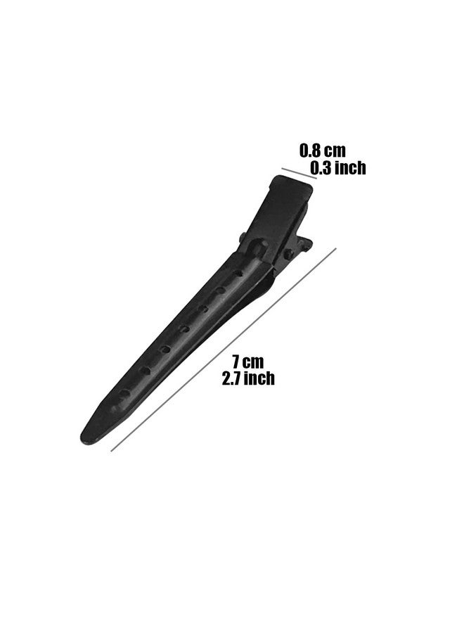 LOOKSEVEN 12Pcs Duck Billed Clips 2.75 Inches Rustproof Metal Alligator Curl Clips With Holes For Hair Styling Hair Coloring Medium Black - Image 2