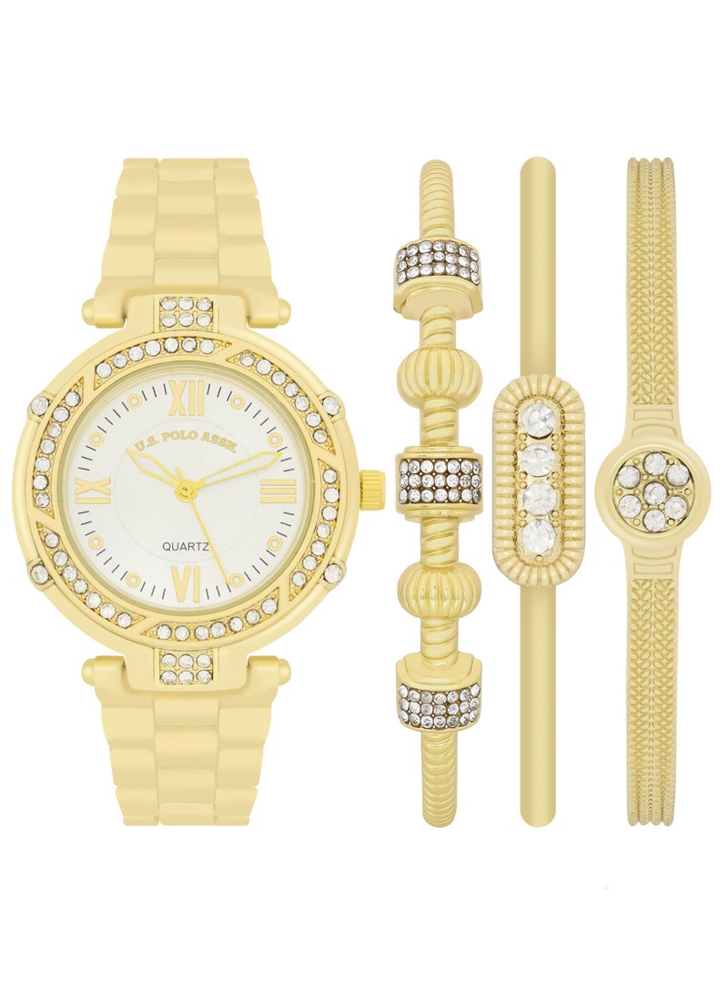 U.S. Polo Assn. Women's Quartz Analog gold plated watch and bracelet set - Image 1