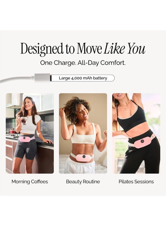 وسادة تدفئة ومساج محمولة لتخفيف آلام الدورة الشهرية، لاسلكية، مع 3 مستويات حرارة و3 أوضاع مساج، شاشة LED كبيرة، مؤشر البطارية ودرجة الحرارة - Image 4