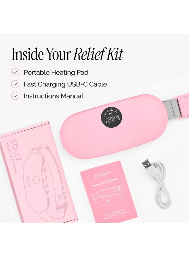 وسادة تدفئة ومساج محمولة لتخفيف آلام الدورة الشهرية، لاسلكية، مع 3 مستويات حرارة و3 أوضاع مساج، شاشة LED كبيرة، مؤشر البطارية ودرجة الحرارة - Image 3