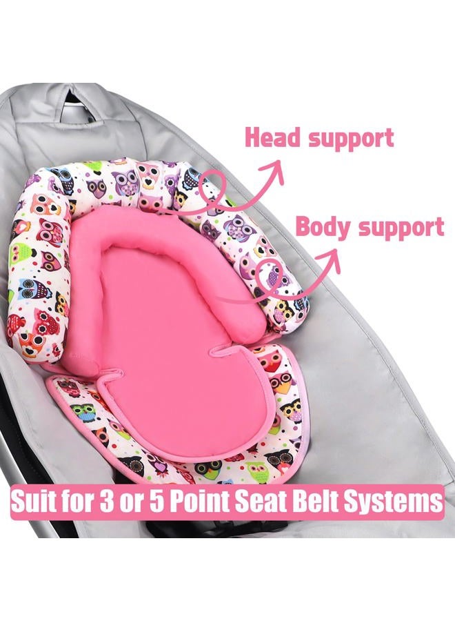 KAKIBLIN Toddler Head Support for Car Seat, Infant Car Seat Insert, Baby Soft Neck and Body Support Pillow for Carseat, Pink  - Image 2