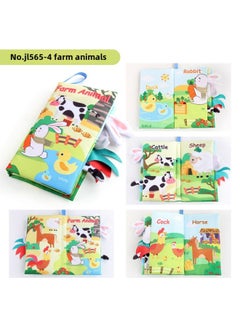 Generic Baby Baby Sea Land Air Tail Cloth Book Chinese And English Ocean Forest Flying Animals Palm Book Early Education Toys-Color:JL565-4 Ranch Animal Tail Cloth Book 37.2g  - Image 1