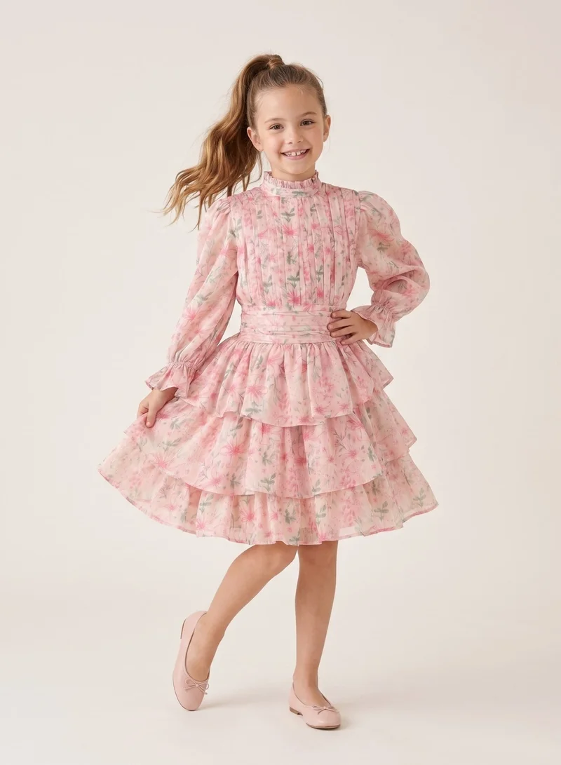 Luxe & Hardy Girl Sweet Violet Flared Printed Dress