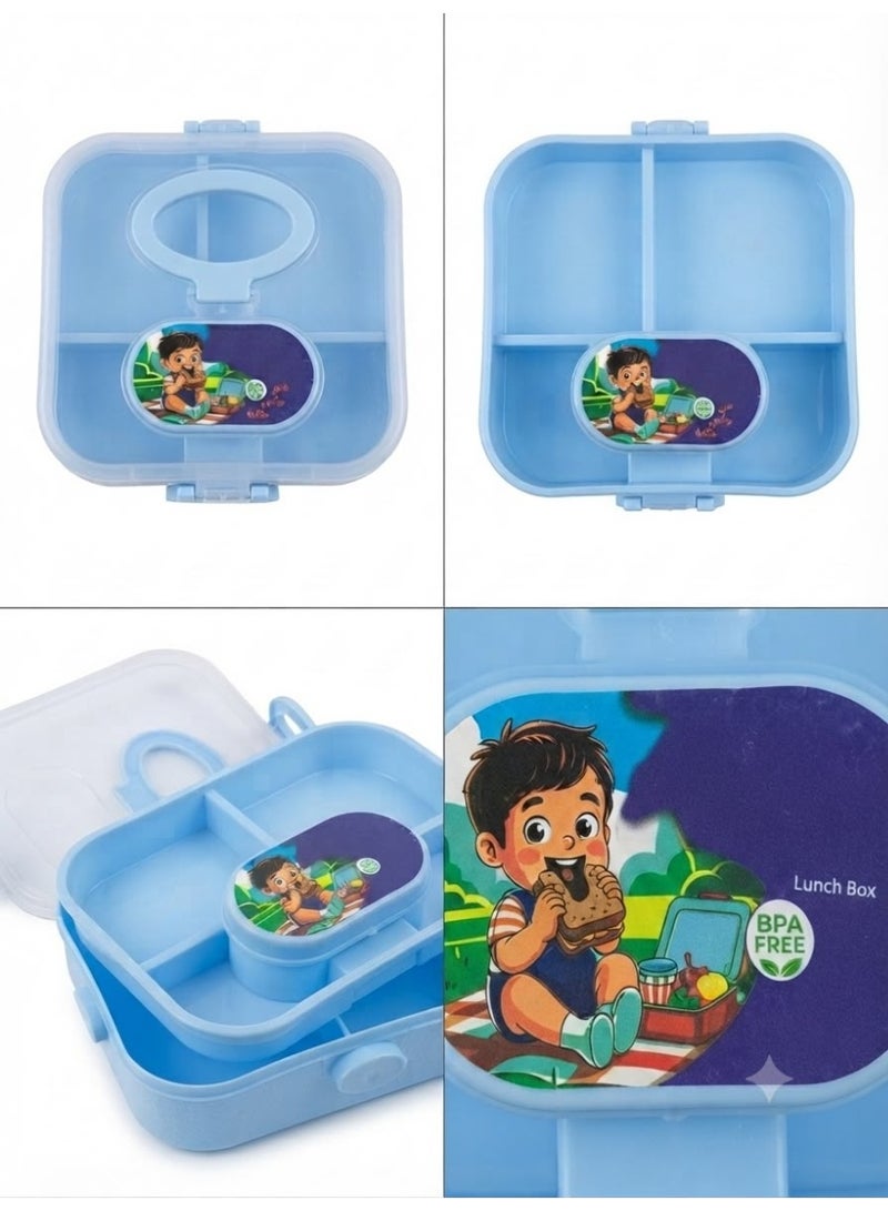 Lunchbox divided into 3 sections with an airtight lid to keep food fresh, available in different colors, 2 tiers, 15*15 cm